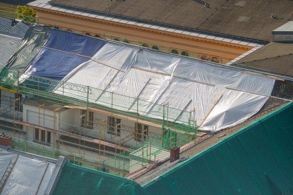 Roof Covered with Polythene Sheeting